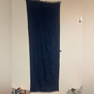 Hermes navy blue cashmere silk stole XXL scarf
